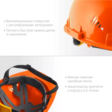 ЗУБР ТРИАДА, защитная каска в комплекте с наушниками и защитным сетчатым экраном, Профессионал (11099) купить в Нефтеюганске