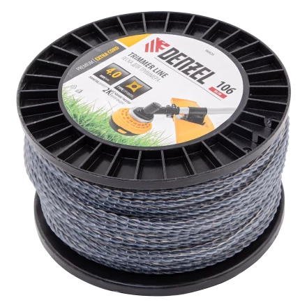 Леска для триммера двухкомпонентная витой квадрат, 4,0мм х 106м, на DIN катушке EXTRA CORD// Denzel 96826 купить в Нефтеюганске