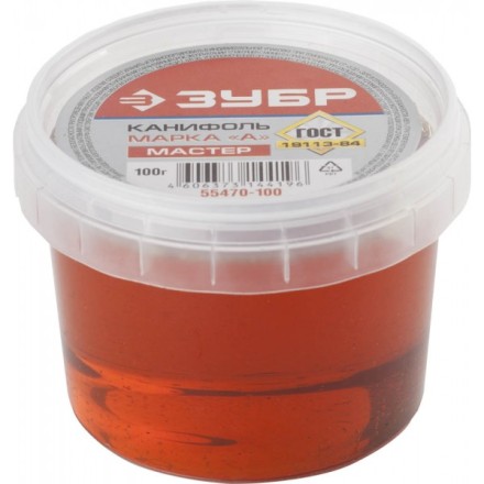 Канифоль ЗУБР для паяльных работ, пластиковая банка, 100г 55470-100 купить в Нефтеюганске