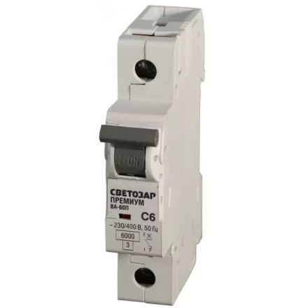 Выключатель автоматический СВЕТОЗАР &quot;ПРЕМИУМ&quot; 1-полюсный, 32 A, &quot;C&quot;, откл. сп. 6 кА, 230 / 400 В SV-49021-32-C купить в Нефтеюганске