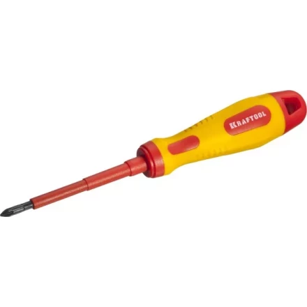 Отвертка KRAFTOOL, высоковольтная, Cr-Mo-V стержень, двухкомпонент. маслобензостойкая рукоятка, PH №1, 80мм 250084-1-080 купить в Нефтеюганске