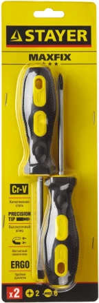 Набор STAYER &quot;MASTER&quot;: Отвертки слесарные, двухкомпонентная рукоятка, магнитный наконечник, 2 / 6мм - 100мм, 2шт 2513-H2_z01 купить в Нефтеюганске