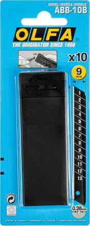 Лезвие OLFA сегментированные BLACK MAX, 9х80х0,38мм, 13 сегментов, 10шт OL-ABB-10B купить в Нефтеюганске