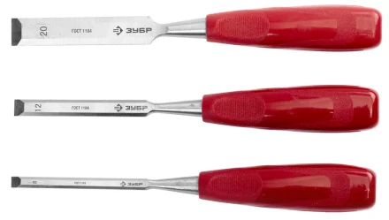 Набор ЗУБР Стамески &quot;МАСТЕР&quot; с пластмассовой ручкой, 8; 12; 20мм, 3шт 18094-H3 купить в Нефтеюганске