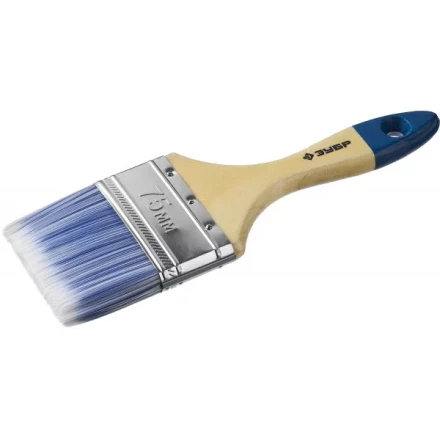 Кисть плоская  ЗУБР &quot;АКВА-МАСТЕР&quot;, искусственная щетина, деревянная ручка, 75мм 4-01007-075 купить в Нефтеюганске