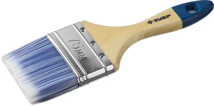 Кисть плоская  ЗУБР &quot;АКВА-МАСТЕР&quot;, искусственная щетина, деревянная ручка, 75мм 4-01007-075 купить в Нефтеюганске