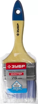 Кисть плоская  ЗУБР &quot;АКВА-МАСТЕР&quot;, искусственная щетина, деревянная ручка, 75мм 4-01007-075 купить в Нефтеюганске