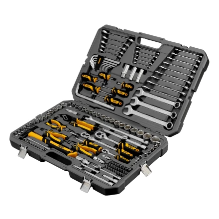 Набор инструментов, 1/2&quot;, 1/4&quot;, 3/8&quot;, CrV, S2, пластиковый кейс, 144 предмета// Denzel 15805 купить в Нефтеюганске