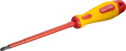 Отвертка KRAFTOOL, высоковольтная, Cr-Mo-V стержень, двухкомпонент. маслобензостойкая рукоятка, PH №3, 150мм 250084-3-150 купить в Нефтеюганске