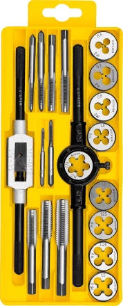 Набор метчиков и плашек STAYER &quot;MASTER&quot;, метчикодержатель 1шт, плашкодержатель 1шт, метчики 9шт, плашки 9шт, 20 предметов 28012-H20 купить в Нефтеюганске