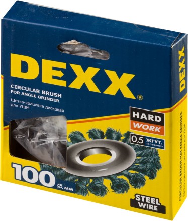 DEXX. Щетка дисковая для УШМ, жгутированная стальная проволока 0,5мм, 100ммх22мм 35100-100 купить в Нефтеюганске