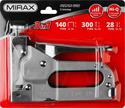 Степлер для скоб 3-в-1: тип 140 (4-14 мм) / 300 (10-14 мм) / 28 (10-12 мм), MIRAX 3146 купить в Нефтеюганске