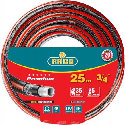 Шланг RACO &quot;PREMIUM&quot; поливочный, 40атм., армированный, 3-х слойный, 3/4&quot;х25м 40300-3/4-25 купить в Нефтеюганске