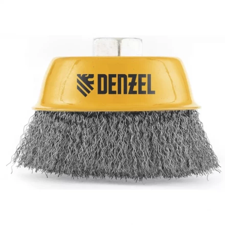 Щетка для УШМ 75 мм Чашка витая нержавеющая проволока 0.3 мм М14 Denzel 746043 купить в Нефтеюганске