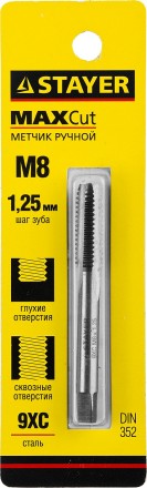 Метчик STAYER &quot;MASTER&quot; одинарный, для сквозных и глухих отверстий, сталь 9ХС, М8х1,25 28021-08-1.25 купить в Нефтеюганске