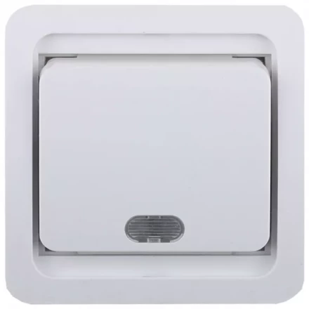 Выключатель СВЕТОЗАР &quot;ГАММА&quot; одноклавишный, с подсветкой, цвет белый, 10А/~250В SV-54131-W купить в Нефтеюганске