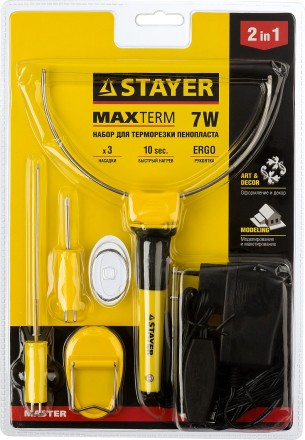 Прибор STAYER MASTER MAXtermo для художественной резки пенопласта, пластика, 3 насадки, 7Вт 45257-H3 купить в Нефтеюганске