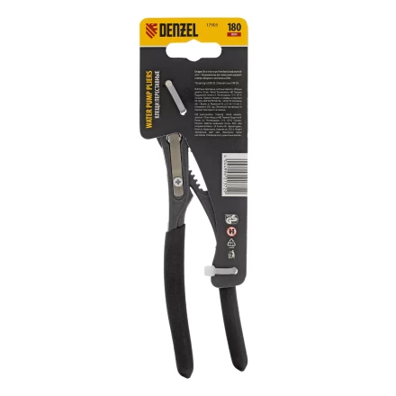 Клещи переставные Denzel 17905, кнопочный механизм, обливные рукоятки, 180 мм купить в Нефтеюганске