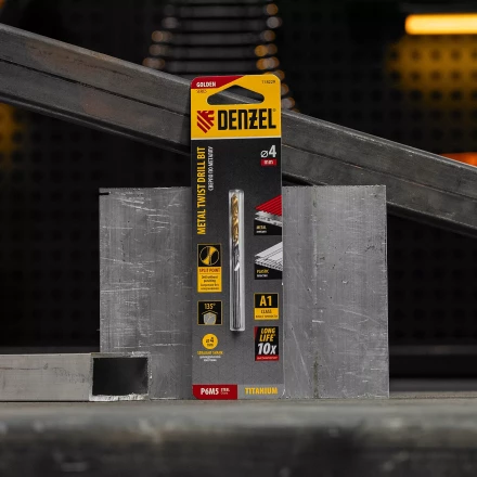 Сверло спиральное по металлу Denzel 4 x 75 мм, Р6М5, Golden Tip, 718229 купить в Нефтеюганске