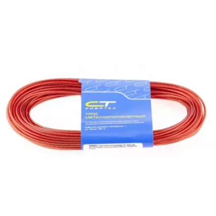 Трос металлополимерный красный ПР-2.0, 2,0 мм толщина моток 20 м СИБРТЕХ 47642 купить в Нефтеюганске
