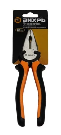 Плоскогубцы 200мм никелированные двухкомпонентные рукоятки Вихрь купить в Нефтеюганске