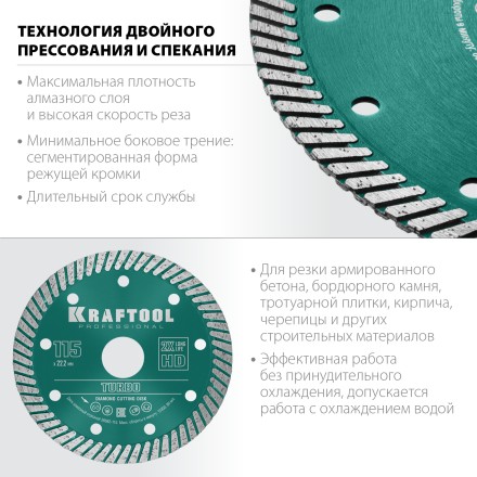 Диск алмазный отрезной для УШМ TURBO 36682-115 купить в Нефтеюганске