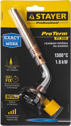 Газовая горелка &quot;ProTerm&quot; на баллон, STAYER &quot;PROFESSIONAL&quot; 55586, регулировка пламени, вихревое пламя, цанговое соединение, 1300С 55586 купить в Нефтеюганске