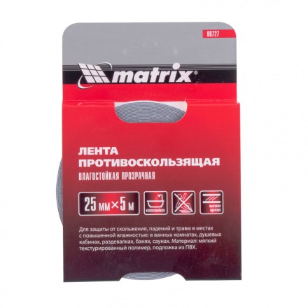 Лента противоскользящая влагостойкая прозрачная 25 мм х 5 м Matrix 88727 купить в Нефтеюганске