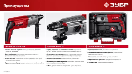 ЗУБР 30 мм, 950 Вт, перфоратор SDS Plus, мет. корпус (П-30-950 М) купить в Нефтеюганске