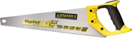 Ножовки по дереву (пила) STAYER TopCut 500 мм, 5 TPI, прямой крупный зуб 5 TPI: быстрый рез поперек волокон, для крупных и средних заготовок 1506-50_z01 купить в Нефтеюганске