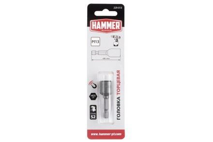 Головка торцевая HAMMER размер 13мм, S 1/4&#039;&#039; (229-013) купить в Нефтеюганске