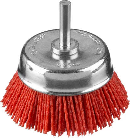 ЗУБР &quot;ПРОФЕССИОНАЛ&quot;. Щетка чашечная для дрели, нейлоновая проволока с абразивным покрытием, 75мм 35165-075_z02 купить в Нефтеюганске