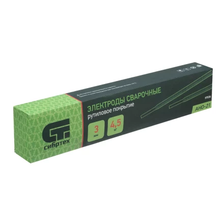 Электроды АНО-21, диам. 3 мм, 4,5 кг., рутиловое покрытие Сибртех 97536 купить в Нефтеюганске