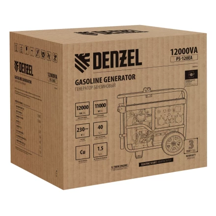 Генератор бензиновый Denzel PS-120EA, 12 кВт,230 В, 40л, разъём ATS,эл.старт купить в Нефтеюганске