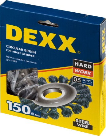DEXX. Щетка дисковая для УШМ, жгутированная стальная проволока 0,5мм, 150ммх22мм 35100-150 купить в Нефтеюганске