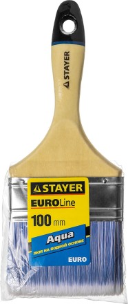 Кисть плоская STAYER &quot;EURO&quot;, &quot;AQUA&quot; для воднодисперсионных и акриловых ЛКМ, искусств щетина, деревян ручка, 4&quot;/100мм 01062-100 купить в Нефтеюганске