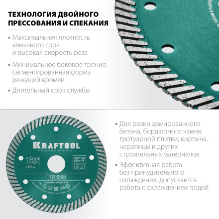 Диск алмазный отрезной для УШМ TURBO 36682-125 купить в Нефтеюганске