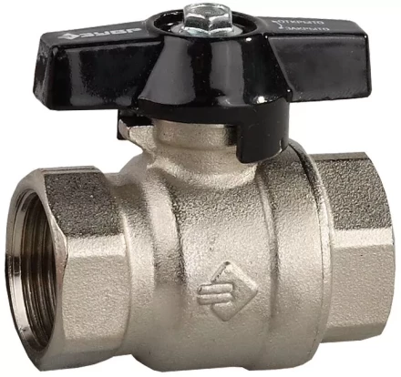 Кран шаровой ЗУБР полнопроходной &quot;мама-мама&quot;, бабочка, хромиров латунь, 1/2&quot; 4-51323-C-1/2 купить в Нефтеюганске