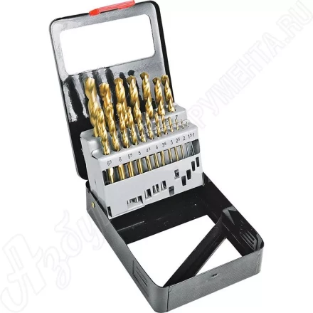 Набор сверл по мет 1,0-10,0мм 19шт желтые, мет. коробка Кратон 1 05 01 014 купить в Нефтеюганске