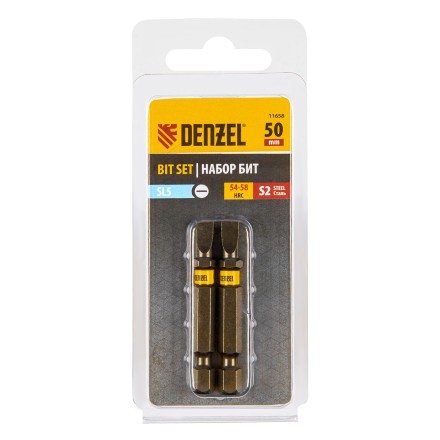 Бита SL5,0х50, сталь S2, шестигранный профиль, 2 шт. Е 6,3 Denzel 11658 купить в Нефтеюганске