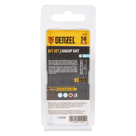 Бита SL5,0х50, сталь S2, шестигранный профиль, 2 шт. Е 6,3 Denzel 11658 купить в Нефтеюганске