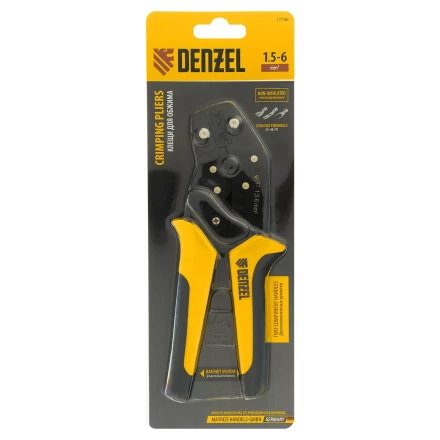 Клещи для обжима неизолированных наконечников НК и НВ, разъемов РП, 1,5 - 6 мм2 Denzel 17746 купить в Нефтеюганске