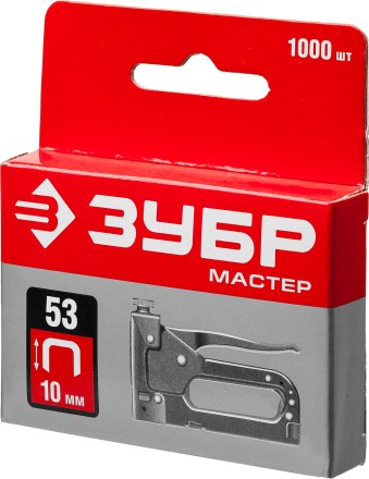 Скобы тип 53, 10 мм, закаленные, ЗУБР &quot;МАСТЕР&quot; 31625-10, 1000 шт 31625-10 купить в Нефтеюганске