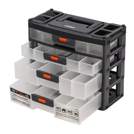 Органайзер для хранения с выдвижными лотками Stels 310х150х260мм, 4 секции, пластик Россия 90728 купить в Нефтеюганске