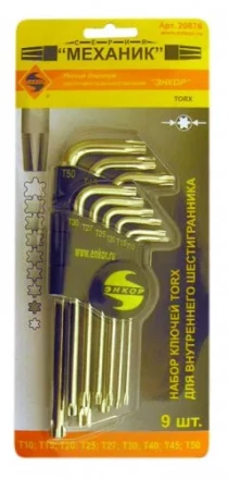 Набор шестигранников Torx 9 штук блистер Энкор 20876 купить в Нефтеюганске