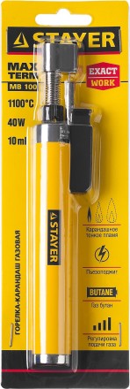 Газовая горелка-карандаш &quot;MaxTerm&quot;, STAYER &quot;MASTER&quot; 55560, с пьезоподжигом, регулировка пламени, 1100С 55560 купить в Нефтеюганске