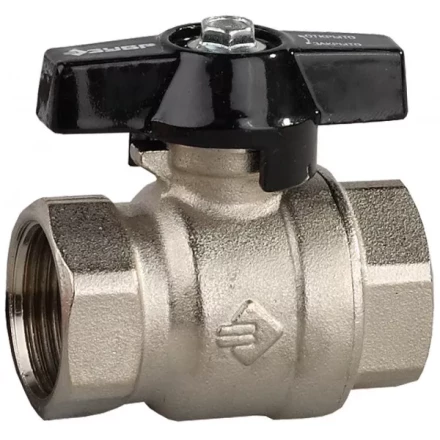 Кран шаровой ЗУБР полнопроходной &quot;мама-мама&quot;, бабочка, хромиров латунь, 3/4&quot; 4-51323-C-3/4 купить в Нефтеюганске