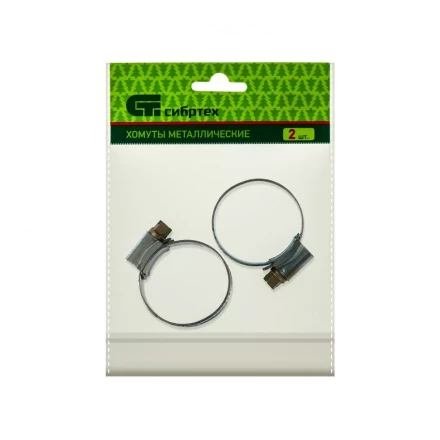 Хомуты металлические червячные 25-38 мм ширина 12 мм английский тип W1 2 шт Сибртех 47668 купить в Нефтеюганске