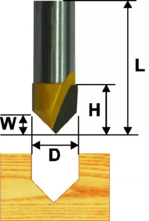Фреза пазовая галтельная ф19 мм V-обр 90° хвостовик 12 мм 46092 купить в Нефтеюганске