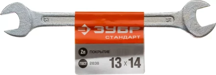 Ключ рожковый гаечный ЗУБР &quot;СТАНДАРТ&quot;, оцинкованный, 13х14мм 27115-13-14 купить в Нефтеюганске